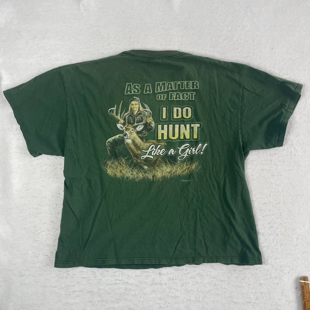 Buck Wear T-Shirt Womens XL‎ Green Hunt Like a Girl Graphic Hunting Outdoors Tee